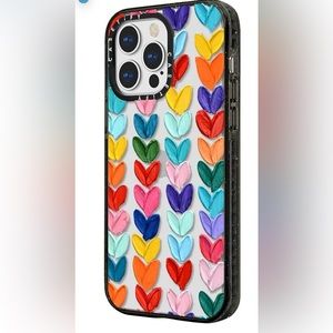 CASETiFY Impact Case for iPhone 13 Pro - Clear Polka Daub Hearts Clear Black new